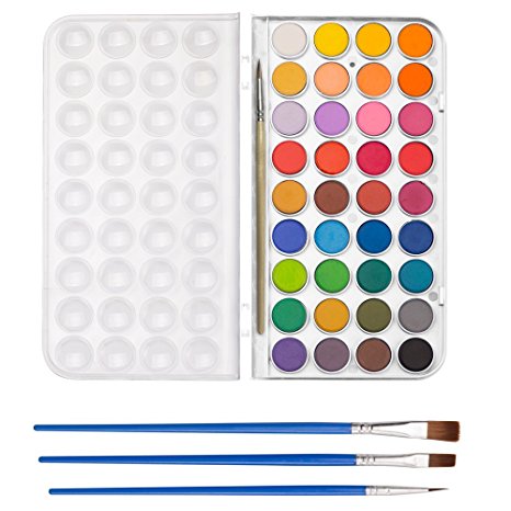 36 Watercolor Pan Set, Smart Color Art Watercolor Paint Set with 4 Brushes,Easy to Blend Colors, Perfect For Kids Adults