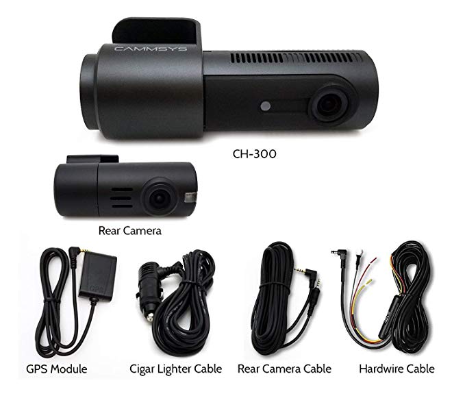 BlackSys CH-300 2 Channel Dash cam WiFi Front 2560 x 1440p Quad HD/Rear 1920 x 1080p Full HD, Night Vision, GPS, 32GB SD Card, Hardwiring Kit Included for Parking Mode