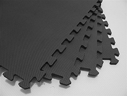 240 Square Feet ( 60 tiles   borders) 'We Sell Mats' Charcoal Gray 2' x 2' x 3/8" Anti-Fatigue Interlocking EVA Foam Exercise Gym Flooring