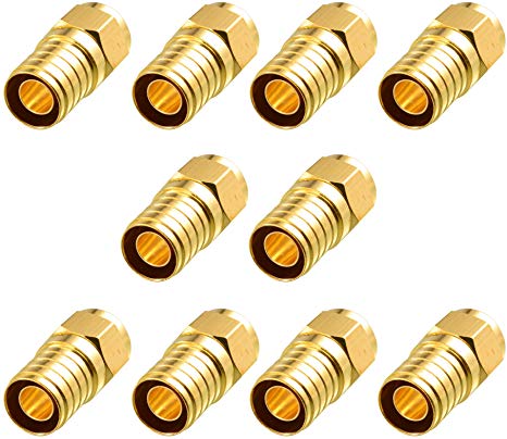 Cable Matters 10-Pack Gold Plated F-Type Crimp-On Coaxial RG6 Connector