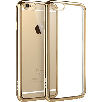 iPhone 6S Case, GOOLEEN 4.7 inch iphone 6/6s Case Ultra Slim Lightweight TPU Soft Transparent Crystal Clear back panel and Electroplate Plating TPU bumper Case Cover for Apple iphone 6 / 6s - Gold
