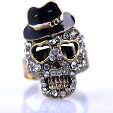 Lingstar(TM) Vintage Skull Small black Hat Ring Cool Finger Ring