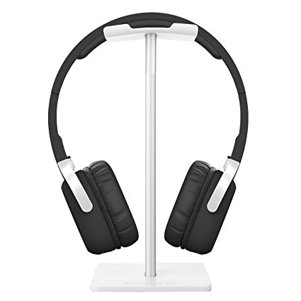 New Bee Headphone Stand - Earphone Stand with Aluminum Supporting Bar, Flexible Headrest, ABS Solid Base for All Headphones Size - Sliver