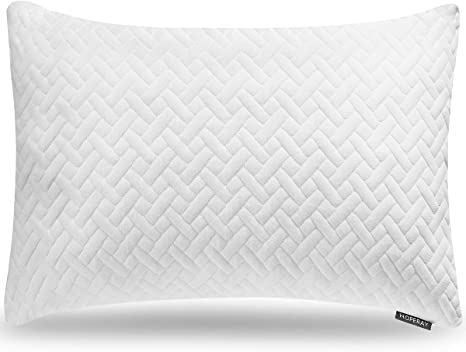 Bed Neck Pillows for Sleeping - Bedding Shredded Memory Foam Firm Pillow - Support Side Sleeper Pillow - Adjustable Loft Washable Removable Cooling Bamboo derived Rayon Pillowcase