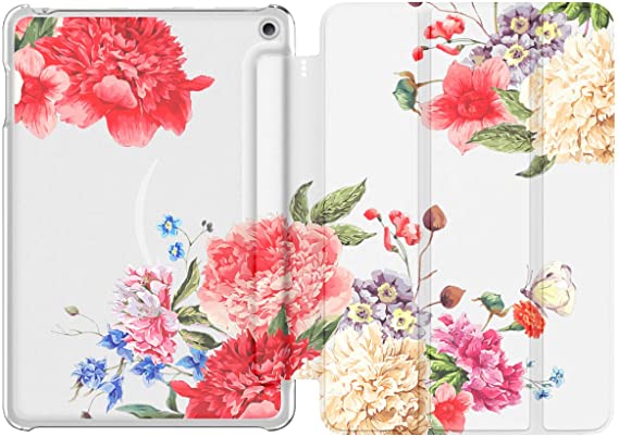 MoKo Case Compatible with All-New Kindle Fire HD 8 Tablet and Fire HD 8 Plus Tablet (10th Generation, 2020 Release), Smart Shell Stand Cover with Translucent Frosted Back - Flowers Blossom