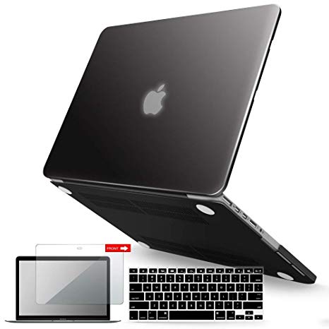 iBenzer MacBook Pro 13 Inch Case 2016-2018 Release A1989 A1706 A1708, Soft Touch Hard Case Shell Cover for Apple MacBook Pro 13 with/Without Touch Bar, Black,MMP13T-BK 2A