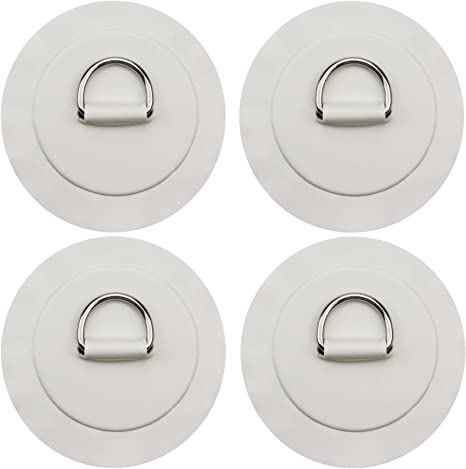 BB Hapeayou Inflatable Boat D Rings Patch 4Pcs for PVC Kayak-Waterproof Round 4.3inch (White) - NO Glue Included