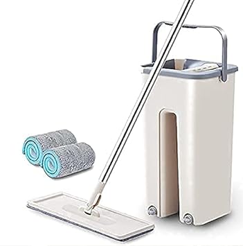 Mop-Heavy-Quality-Floor-Mop-with-Bucket,-Flexible-Kitchen-tap-Flat-Squeeze-Cleaning-Supplies-360°-Flexible-Mop-Head/2-Reusable-Pads-Clean-Home-Floor-Cleaner-2.0-Fluid-Ounce