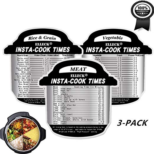 Instant Pot Cheat Sheet Magnets 3 Set- Meat& Vegetable& Rice, Cooking Times for 60 Common Prep Functions. Instant Pot Accessories- Best Gift Idea