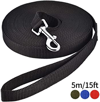 Pettom Dog Training Leash Obedience Recall Agility Lead Puppy Black 30ft 50ft 65ft Great for Play Camping Beach Backyard
