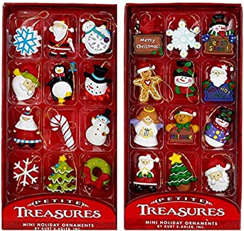 Kurt Adler Petite Treasures 12-Piece Miniature Ornaments Set, 2 Pack Premium Version