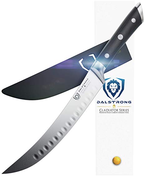 DALSTRONG Butcher's Breaking Cimitar Knife - Gladiator Series 8" Slicer - German HC Steel - Sheath Guard Included