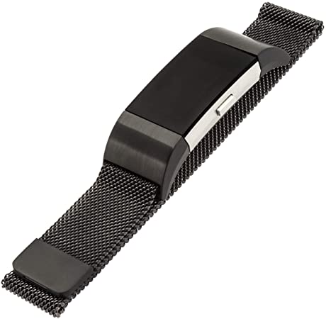 WITHit Designer Stainless Steel Mesh Fitbit Charge 2 Band, Black – Secure, Adjustable, Fitbit Watch Band Replacement with Magnetic Closure, Fits Most Wrists, Sweat-Resistant Accessories