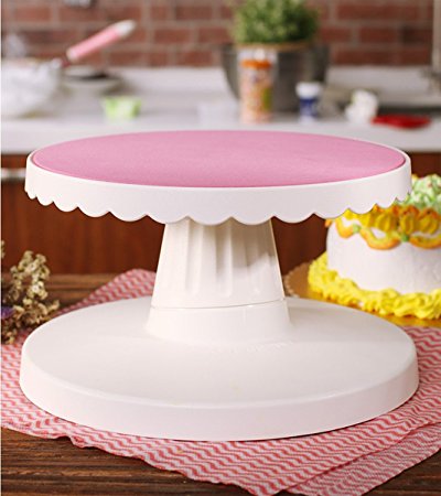 Chef O' Gadgets Cake Turntable Rotating Stand - 8" Tilting, Rotate-able Platform Makes Cake Decorating Much Easier, FREE 8-Piece Cake Tools Set Included