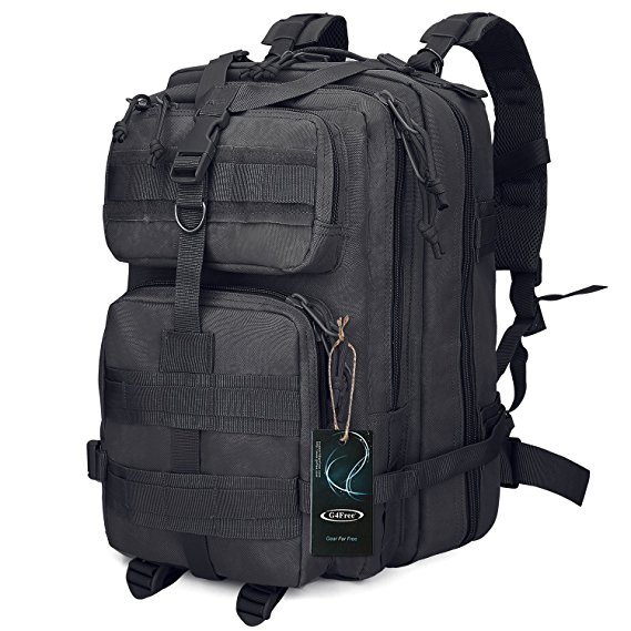 G4Free® 40L Sport Outdoor Military Rucksacks Tactical Molle Backpack Camping Hiking Trekking Bag Custom Design By G4Garden (Black, 40L)