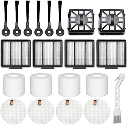RONGJU Replacement Part Aaccessory Set for Shark IQ R101AE (RV1001AE),IQ R101 (RV1001) Robot Vacuum Cleaner, 4-Pack HEPA Filter, 6 Side Brushes, 2 Filter & 4 Base Pre-Motor Foam & Felt Filters Kit