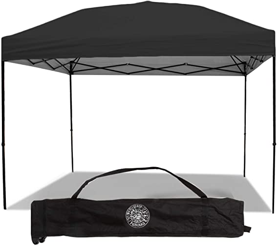 Punchau Pop Up Canopy Tent 10 x 10 Feet, Black - UV Coated, Straight Leg, Waterproof Instant Outdoor Gazebo Tent, Bonus Roller Carry Bag