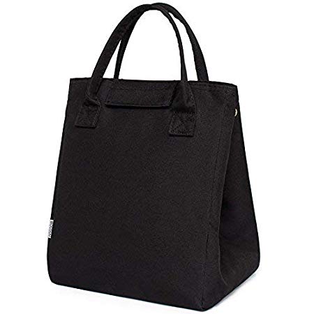 Moosoo Reusable Thermal Foldable Lunch Tote Bag Cooler Bag Insulated Lunch Box Picnic Bag Cooler Bag for Men Women (Black)