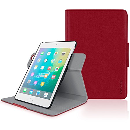 iPad Mini 4 Case, roocase Orb Folio 360 Rotating PU Leather Case Cover for Apple iPad Mini 4 (2015) [Supports Sleep/Wake Feature] Red