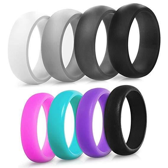 Saco Band Silicone Ring Wedding Band For Men and Women - 4 Pack