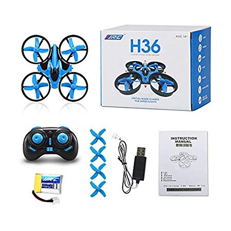 Yliyaya JJRC H36 Mini 2.4Ghz 4CH 6-Axis Gyro Drone RC Quadcopters with 360° Rolling Action & High/Low Speed Gear & LED Light & Headless Mode & One-Key Return for Kids Adults (Blue)