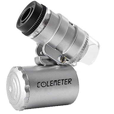 COLEMETER® Mini Jeweler Loupe LED Light 60X Magnifier Microscope