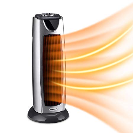 Homeleader Tower Heater, Portable Oscillating Electric Heater, Ceramic Space Heater with Carrying Handle and Tip Over Switch for Home and Office