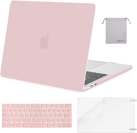 MOSISO Compatible with MacBook Pro 13 inch Case 2023-2016 M2 A2338 M1 A2289 A2251 A2159 A1989 A1706 A1708, Plastic Hard Shell & Keyboard Skin & Screen Protector & Storage Bag, Baby Pink