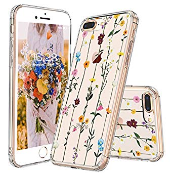 iPhone 8 Plus Case, iPhone 7 Plus Clear Case, MOSNOVO Wildflower Floral Clear Design Transparent Printed Plastic Back Case with TPU Bumper Protective Case Cover for Apple iPhone 7 Plus/iPhone 8 Plus