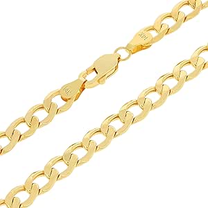 Nuragold 14k Yellow Gold 6.5mm Cuban Curb Link Chain Pendant Necklace, Mens Womens Jewelry 16" 18" 20" 22" 24" 26" 28" 30"