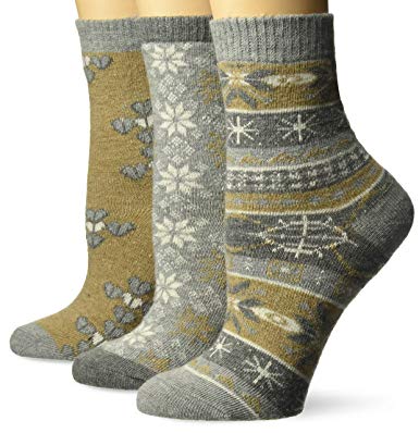 MUK LUKS Women's 3 Pair Pack Holiday Boot Socks