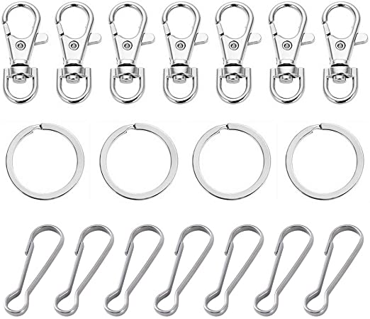 Litthing 150 Pcs of Key Ring Connection Buckles 50 Rotating Trigger Hooks and 50 Split Rings 50 Spring Clip Keychains for Hanging Key Crafts