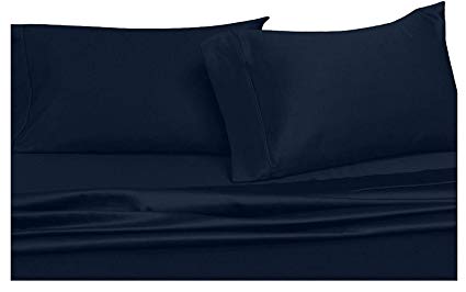 Royal Hotel's Solid Navy 550-Thread-Count 4pc King Bed Sheet Set 100-Percent Combed Cotton, Sateen Solid, Deep Pocket