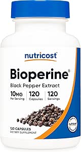 Nutricost Bioperine (Black Pepper Extract), 10mg Per Serving, 120 Capsules - Gluten-Free