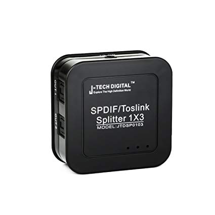 J-Tech Digital ® Premium Quality SPDIF TOSLINK Digital Optical Audio 1x3 Splitter (One Input 3 Outputs)