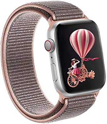 RolQitee Watch Band Compatible with for Apple Watch Band 38mm 40mm 42mm 44mm Soft Lightweight Breathable Nylon Replacement Band for Watch Series 5 4 3 2 1 (Pink Sand, 38mm/40mm)