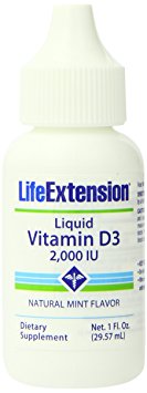 Life Extension Liquid Vitamin D3 2000IU, Mint Flavor, 1 ounce