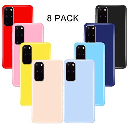 (8 Pack) for Samsung Galaxy S20 Plus Case, Soft Silicone Gel Bumper Phone Case Shell Shockproof Cover for Samsung Galaxy S20  / S20 Plus,Red, light pink, yellow, deep pink,sky blue ,purple,blue, black