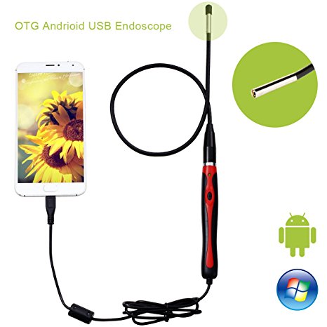 CiBest Endoscope, Borescope USB Inspection Camera 5.5mm Diameter with 6 LED Waterproof Snake Inspection Camera for Android and PC