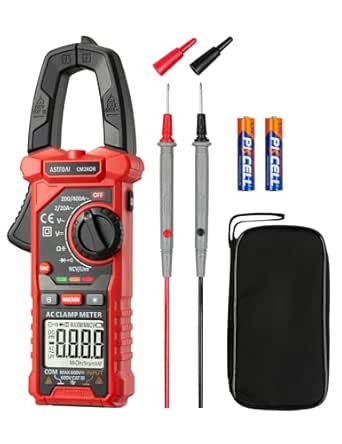 AstroAI Digital Clamp Meter Multimeter 2000 Counts Amp Voltage Tester Auto-ranging with AC/DC Voltage, AC Current, Resistance, Capacitance, Continuity, Live Wire Test, NCV, Black