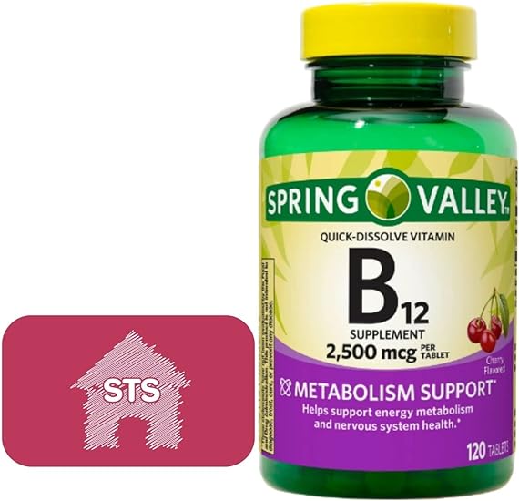 Spring Valley - Vitamin B12 Quick-Dissolve Tablets, 2,500 mcg, Cherry Flavor, 120 Count   STS Sticker.