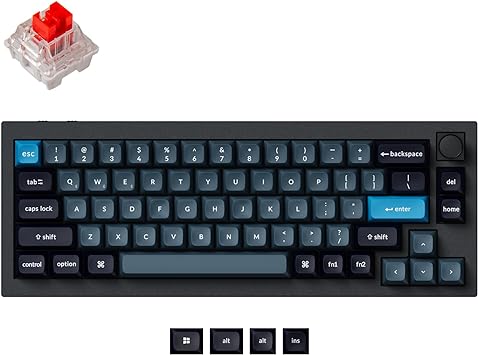 Keychron Q2 Pro Full Metal RGB QMK/VIA Wireless Bluetooth Custom Mechanical Keyboard, Programmable Knob KSA Double-Shot PBT Keycaps, Hot-Swappable K Pro Red Switches for Mac Windows Linux - Black