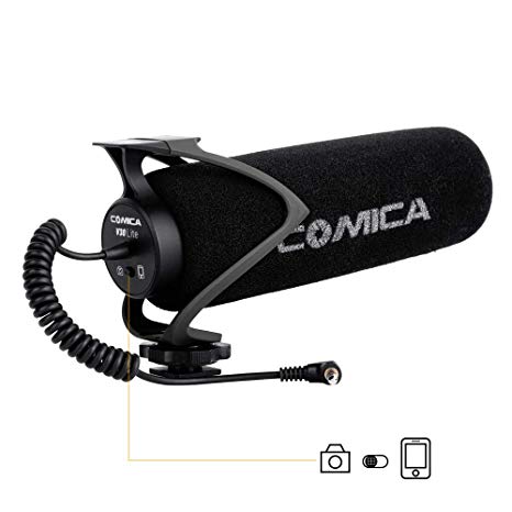 Comica CVM-V30 LITE B Universal Camera Microphone Directional Condenser Shotgun Video Microphone for Canon, Nikon, Fuji, Sony, Panasonic, Olympus DSLR Cameras, iPhone Android Smartphones etc.