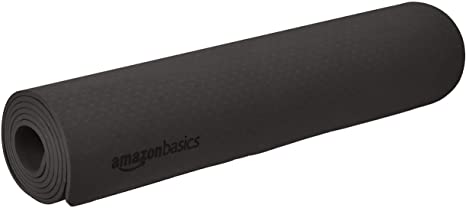 AmazonBasics TPE Yoga Mat, Black, 1/4"