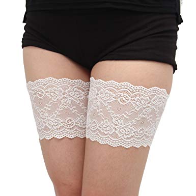 Yusongirl Women Lace Thigh Bands Elastic Anti-Chafing Prevent Thigh Chafing 1 Pair