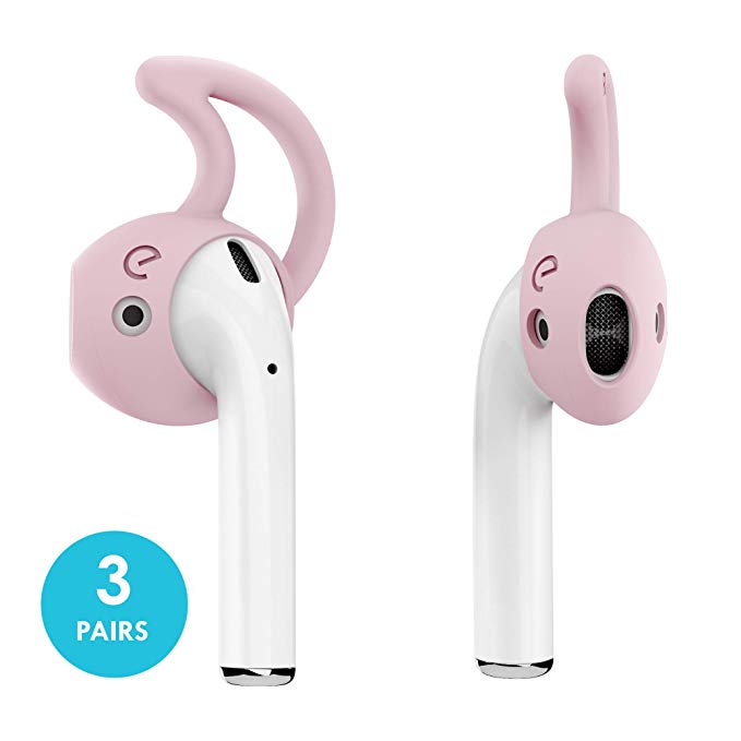 EarBuddyz 2.0 Ear Hooks and Covers Accessories for Apple AirPods or EarPods Headphones/Earphones/Earbuds (3 Pairs) (Pretty in Pink)