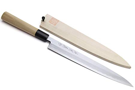 Yoshihiro Shiroko High Carbon Steel Kasumi Yanagi Magnolia Handle Sushi Sashimi Chef Knife (10.5'' (270mm))