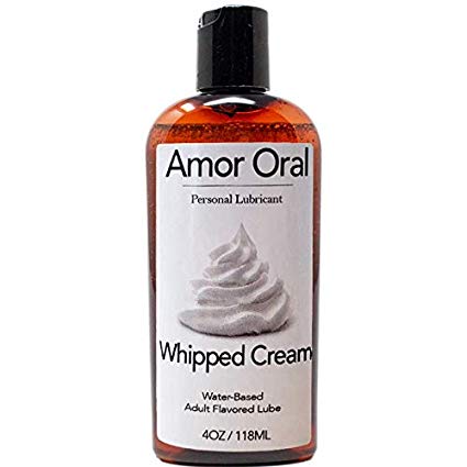Amor Oral Whipped Cream Flavored Lube - Edible, Water Based, Flavored Personal Lubricant for Women, Men, Couples, 4 oz (Whipped Cream)