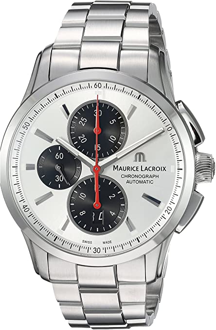 Maurice Lacroix Men's Pontos Swiss-Automatic Watch with Stainless-Steel Strap, Silver, 21 (Model: PT6388-SS002-131-1)