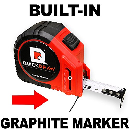 NEW QUICKDRAW PRO Self Marking 25' Foot Tape Measure - 1st Measuring Tape with a Built in Pencil - Contractor Grade Steel Tape - Power Locking Tape Ruler